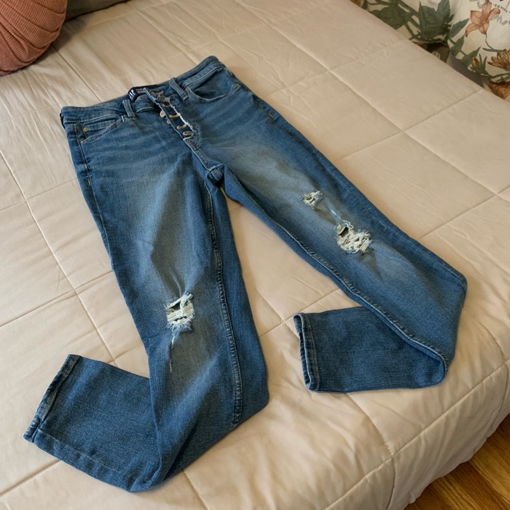 GAP Denim Distressed High Rise Universal Legging | 8